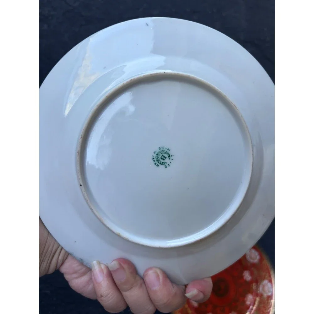 oriental 5 Plates Elite B Company Japan Floral Pattern Gold Accents handpainted